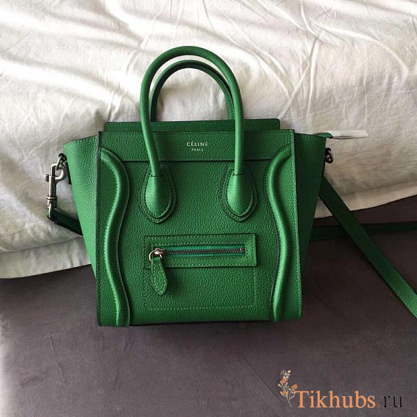 Celine Micro Luggage Calfskin Handbag In Green - 1