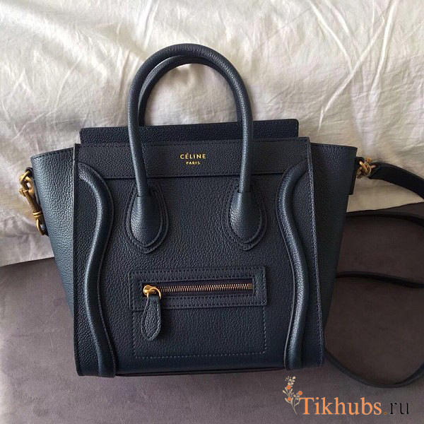 Celine Micro Luggage Calfskin Handbag In Blue - 1