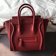 Celine Micro Luggage Calfskin Handbag In Wine Red - 1