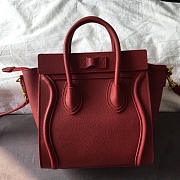 Celine Micro Luggage Calfskin Handbag In Wine Red - 6