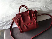 Celine Micro Luggage Calfskin Handbag In Wine Red - 3