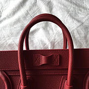 Celine Micro Luggage Calfskin Handbag In Wine Red - 2