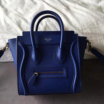 Celine Micro Luggage Calfskin Handbag In Dark Blue