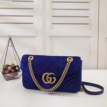 Modishbags Marmont velvet Medium shoulder bag in Dark Blue