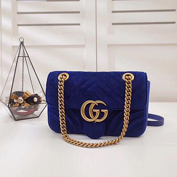 Modishbags Marmont velvet Small shoulder bag in Dark Blue