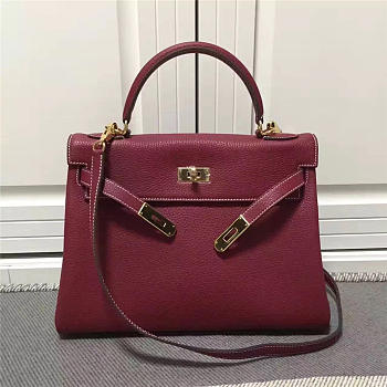 Modishbags Kelly Mini Leather Wine Red Handbag 