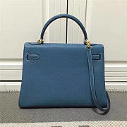 Modishbags Kelly Mini Leather Blue Handbag  - 5