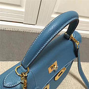 Modishbags Kelly Mini Leather Blue Handbag  - 4