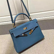 Modishbags Kelly Mini Leather Blue Handbag  - 2