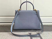 Modishbags Kelly Mini Leather Light Blue Handbag - 3