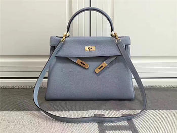 Modishbags Kelly Mini Leather Light Blue Handbag