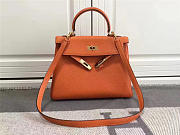 Modishbags Kelly Mini Leather Orange Handbag - 2