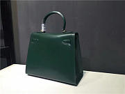 Modishbags Kelly Leather Handbag Dark Green - 4