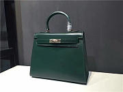 Modishbags Kelly Leather Handbag Dark Green - 1