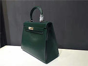 Modishbags Kelly Leather Handbag Dark Green - 6