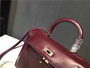 Modishbags Kelly Leather Handbag Wine Red - 6