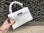 Modishbags Kelly Leather Handbag In White With Silver Hardware - 4