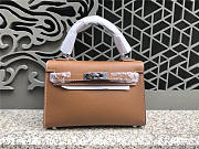 Modishbags Kelly Leather Handbag In Khaki With Silver Hardware - 4