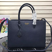 Modishbags Inverted Pleat Saffiano Leather Satchel In Dark Blue 1BA153 - 3