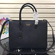 Modishbags Inverted Pleat Saffiano Leather Satchel In Black 1BA153 - 1