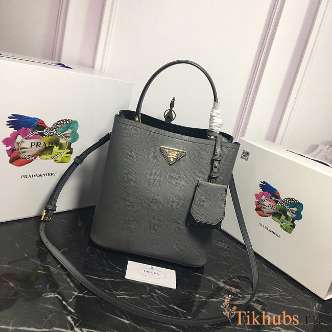 Modishbags Double Saffiano Bucket Bag 1BA212 Grey - 1