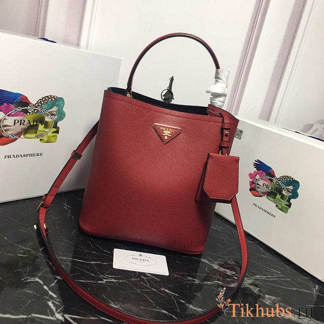 Modishbags Double Saffiano Bucket Bag 1BA212 Red - 1