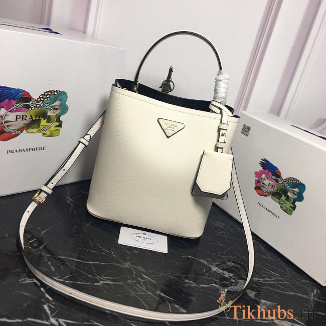 Modishbags Double Saffiano Bucket Bag 1BA212 White - 1