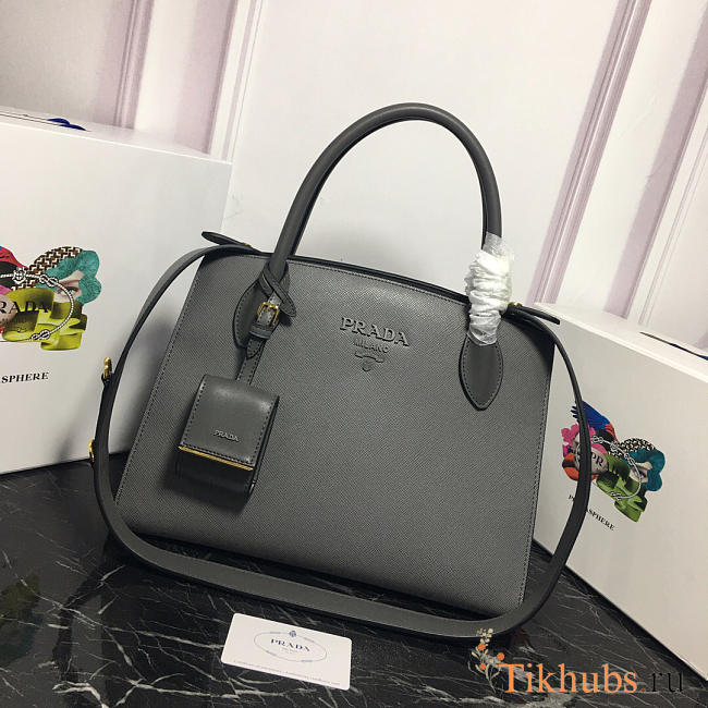 Modishbags Monochrome Saffiano Leather Handbag 1BA155 Grey - 1