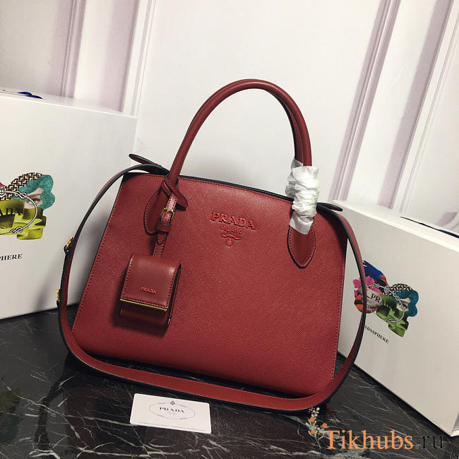 Modishbags Monochrome Saffiano Leather Handbag 1BA155 Red - 1