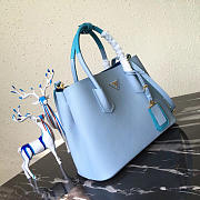 	Modishbags Saffiano Cuir Small Double Leather Bag In Blue - 2