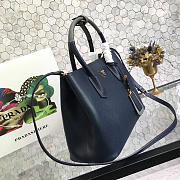 Modishbags Saffiano Cuir Small Double Leather Bag In  In Dark Blue - 4