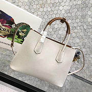 	Modishbags Saffiano Cuir Small Double Leather Bag In White With Brown - 3