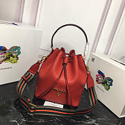 Modishbags Original Calfskin Leather Bucket Bag 1BE018 Red - 1