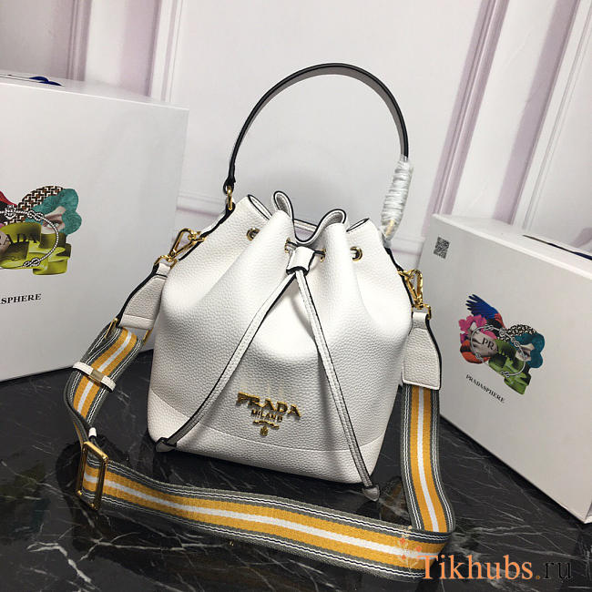 Modishbags Original Calfskin Leather Bucket Bag 1BE018 White - 1