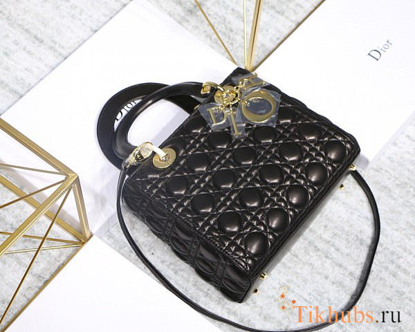 Modishbags Dior Leather Black Handbag With Gold Hardware - 1