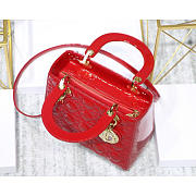 Modishbags Dior Leather Handbag In Red With Gold Hardware - 2