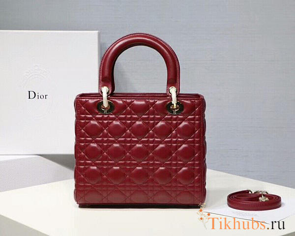 Modishbags Dior Leather Wine Red Handbag With Gold Hardware - 1