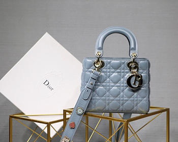 Modishbags Lady Dior Leather Lambskin Light Blue Handbag