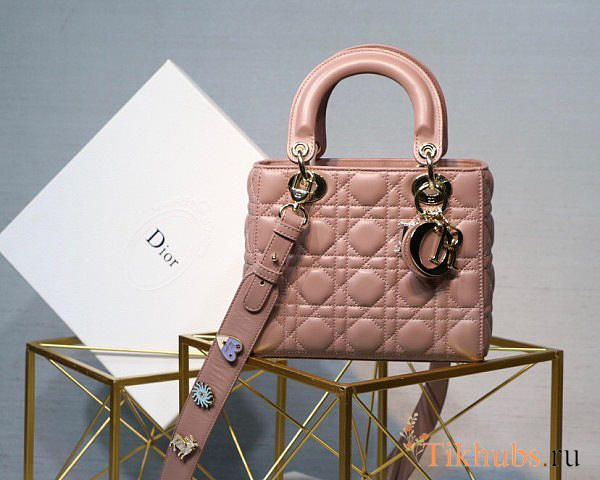 	Modishbags Lady Dior Leather Lambskin Pink Handbag - 1