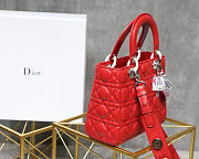 Modishbags Dior Leather Lambskin Red Handbag With Silver Hardware - 4