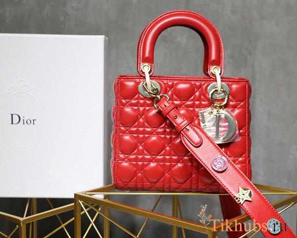 Modishbags Dior Leather Lambskin Red Handbag With Gold Hardware - 1