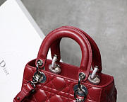 Modishbags Dior Leather Lambskin Wine Red Handbag With Sliver Hardware - 4