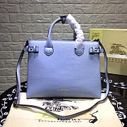 	Modishbags Classic Leather Tote Bag With Light Blue - 1