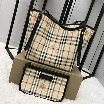 Modishbags Original Check Tote Handbag With Black