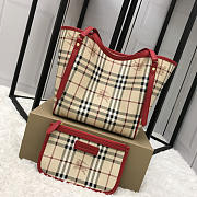 Modishbags Original Check Tote Handbag With Red - 1