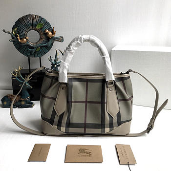 Modishbags Original Check Tote Handbag In Gray