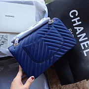 Modishbags Flap Blue Bag Chevron Caiar 25CM With Gold Hardware - 4