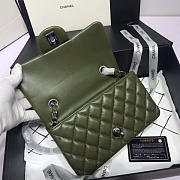 Chanel Flap Bag Lambskin Dark Green With Sliver Hardware 20CM - 4