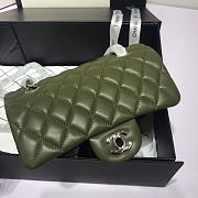 Chanel Flap Bag Lambskin Dark Green With Sliver Hardware 20CM - 3