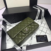 Chanel Flap Bag Lambskin Dark Green With Sliver Hardware 20CM - 1